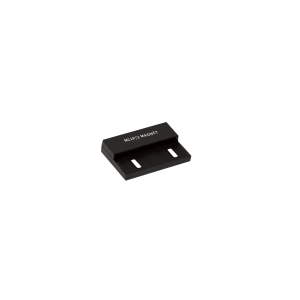 A small, rectangular black magnetic mounting bracket with two slots and the text R12/13 MAGNET printed on top, displayed on a white background. by Standex Detect
