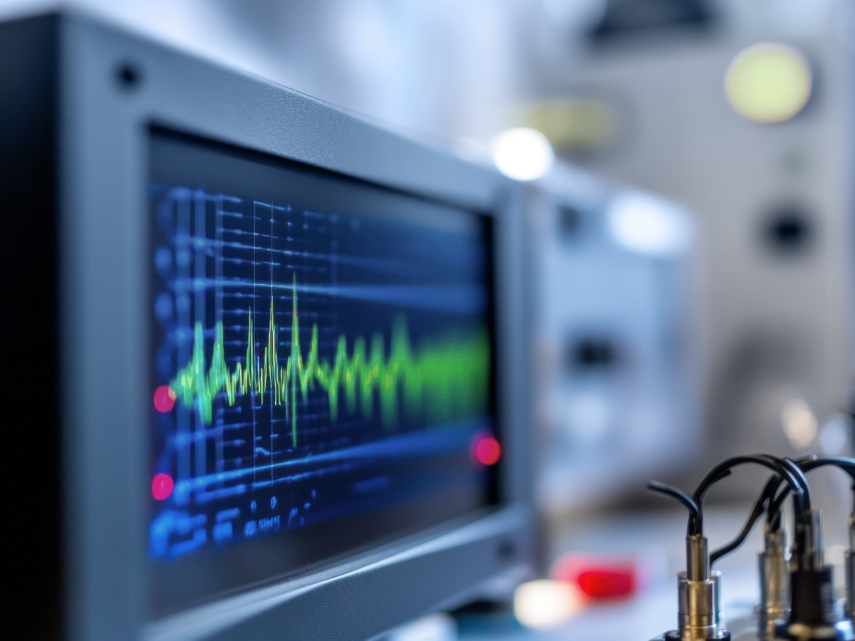 A close-up of a test and measurement device SoC tester. by Standex Detect