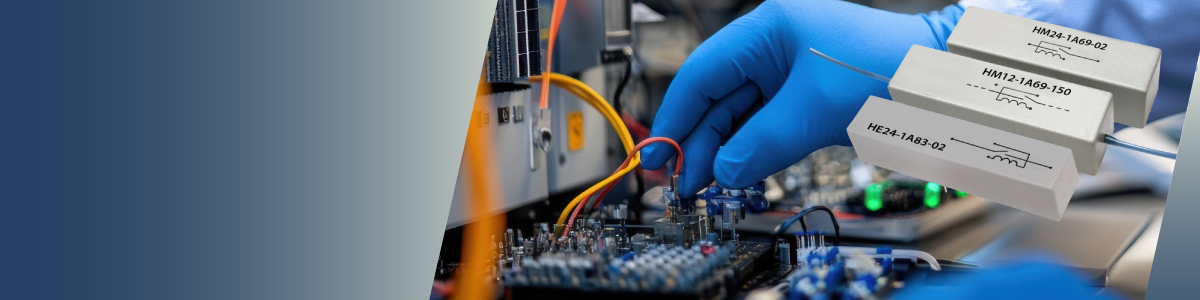A gloved hand adjusts colorful cables on an electronic circuit board, while Cable Testers and several labeled electronic components float on the right in close-up view. by Standex Detect