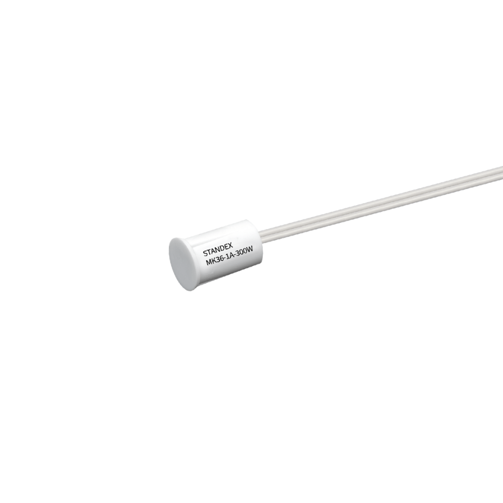 The MK36 Series Reed Sensor is a miniature recessed magnetic sensor that is designed for installation in a ø3/8” hole or in a ø3/4. When using an adapter, the sensor is designed for a press fit installation that utilizes crush ribs to retain the sensor in the installation hole.