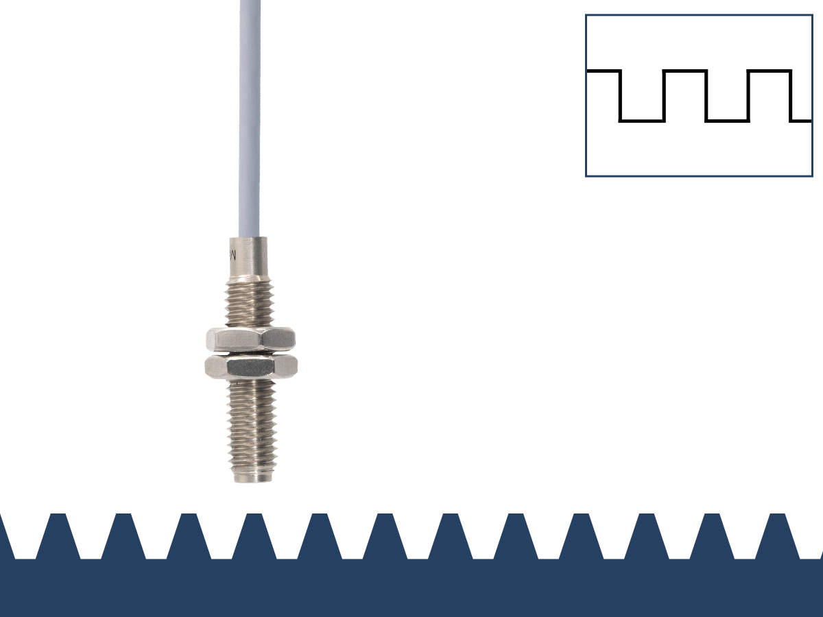 Animation showing hall effect speed sensor detecting rack gears