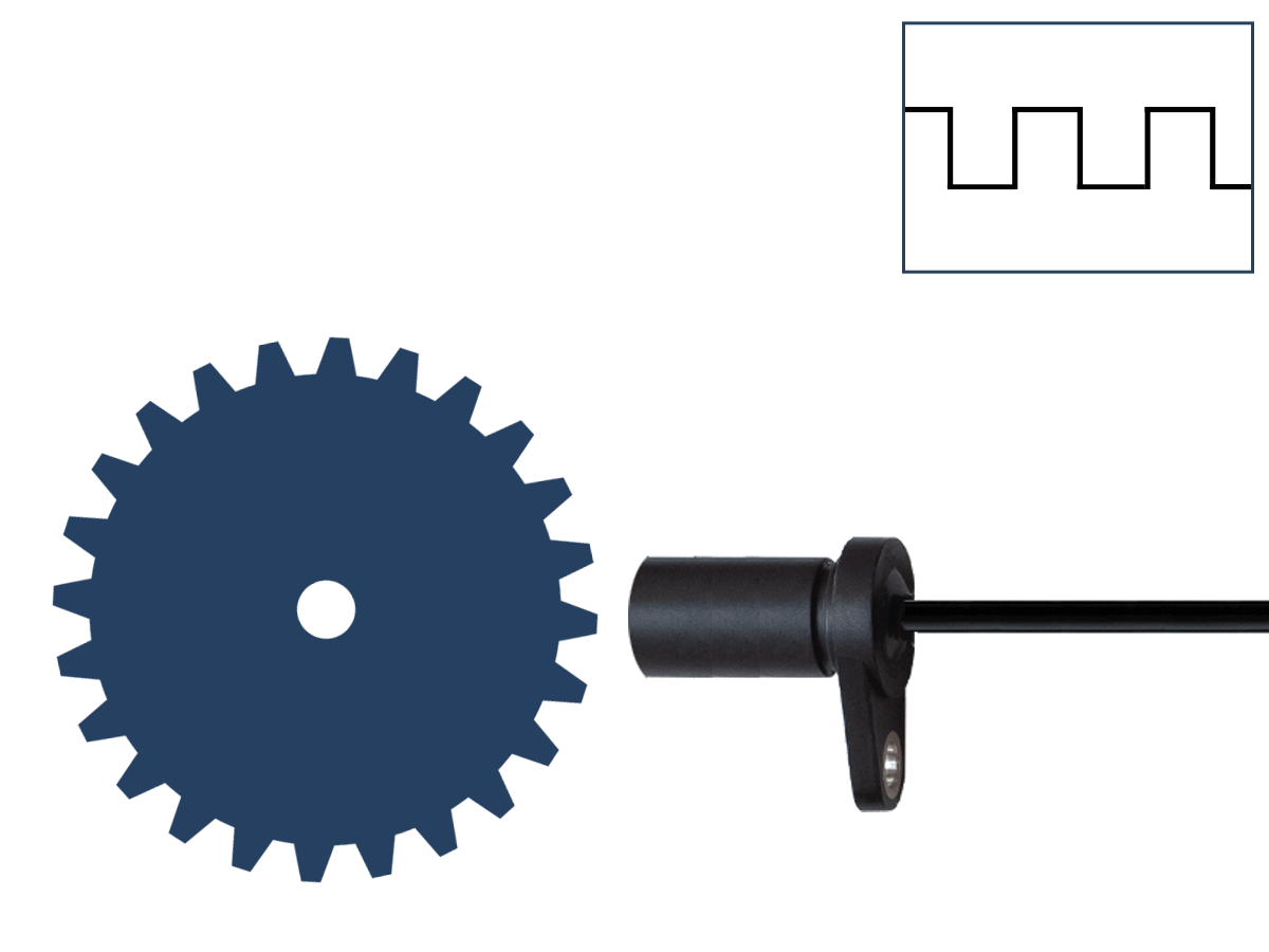 Animation showing hall effect gear tooth sensor